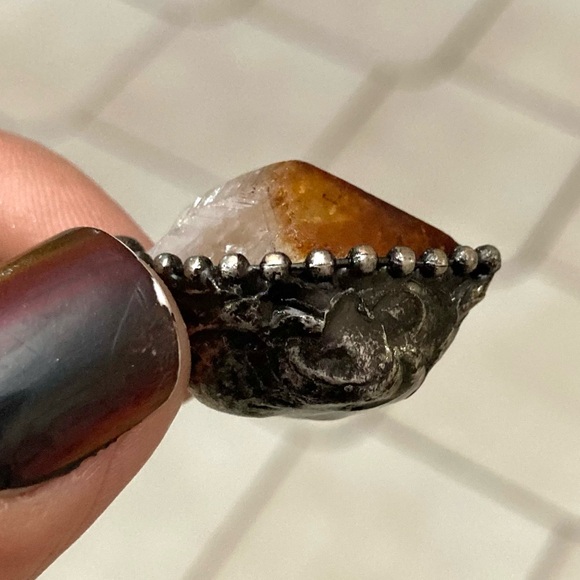 Genuine yellow orange citrine crystal maille chain silver boho gem necklace - Picture 10 of 16